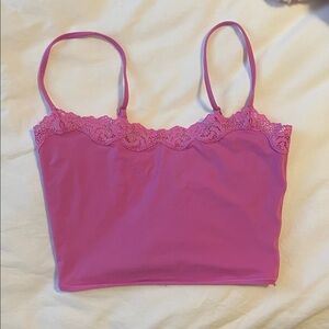 Skims Pink Lace Trim Cami Top